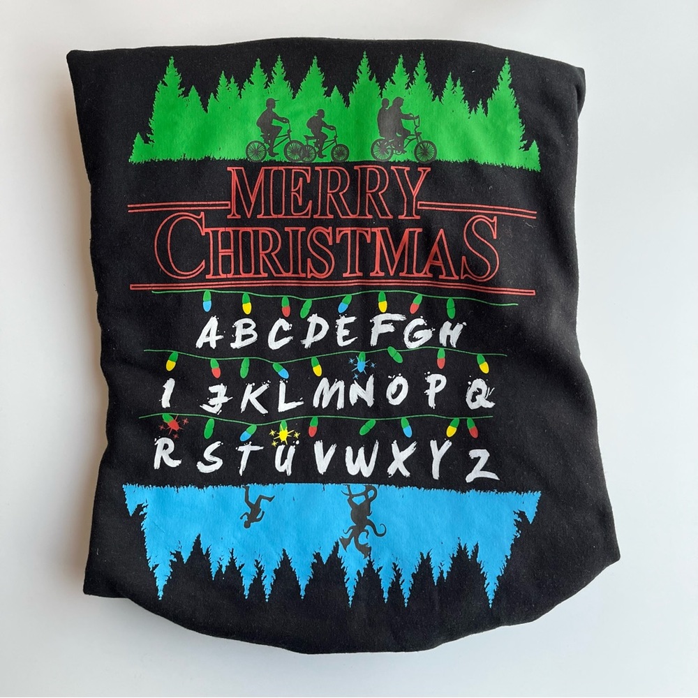 Stranger Things Christmas Sweatshirt alphabet bikes